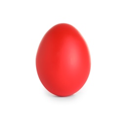 Red dyed Easter egg on white background