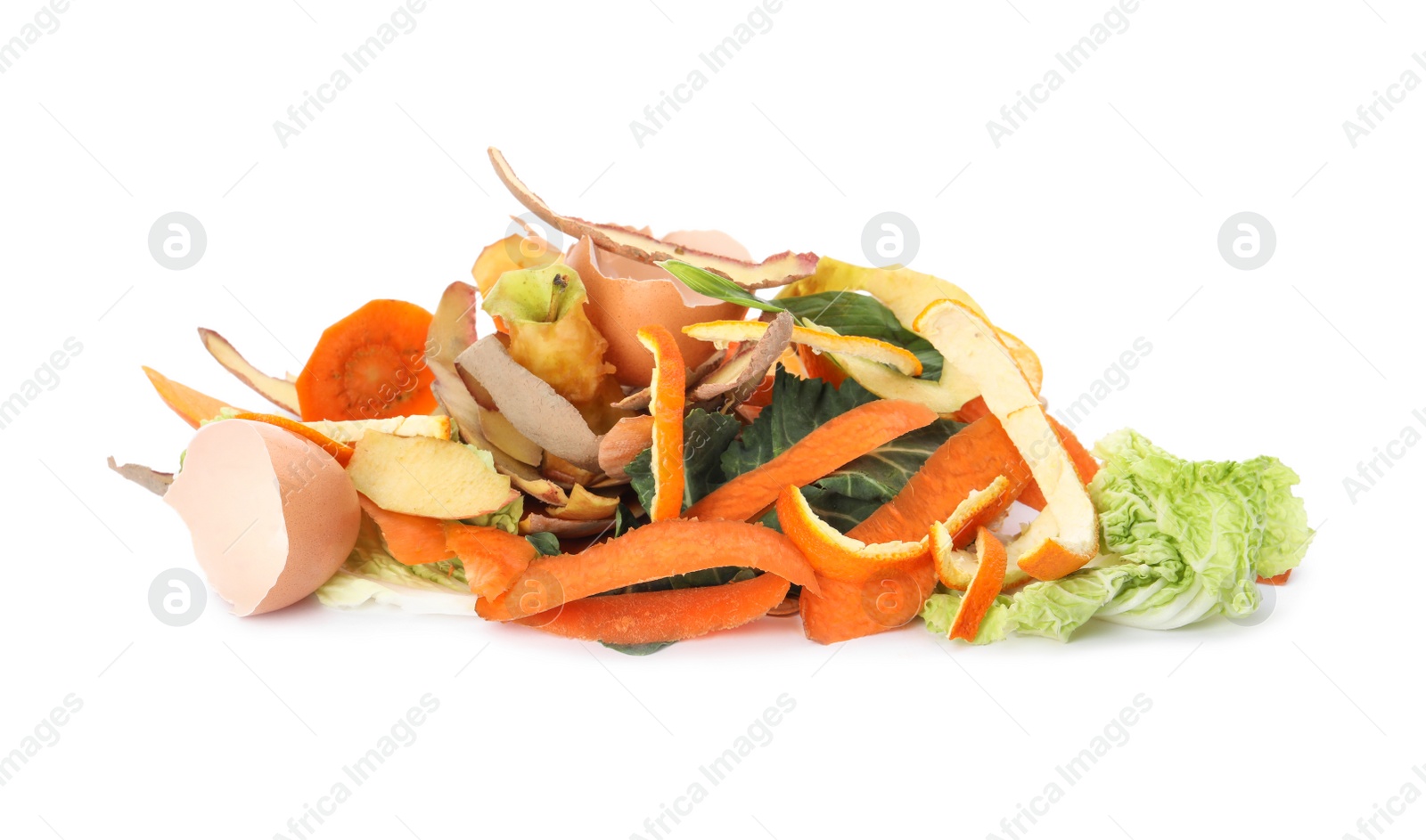 Photo of Pile of organic waste for composting on white background