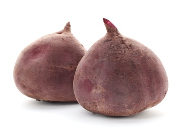 Photo of Organic beets on white background. Taproot vegetable