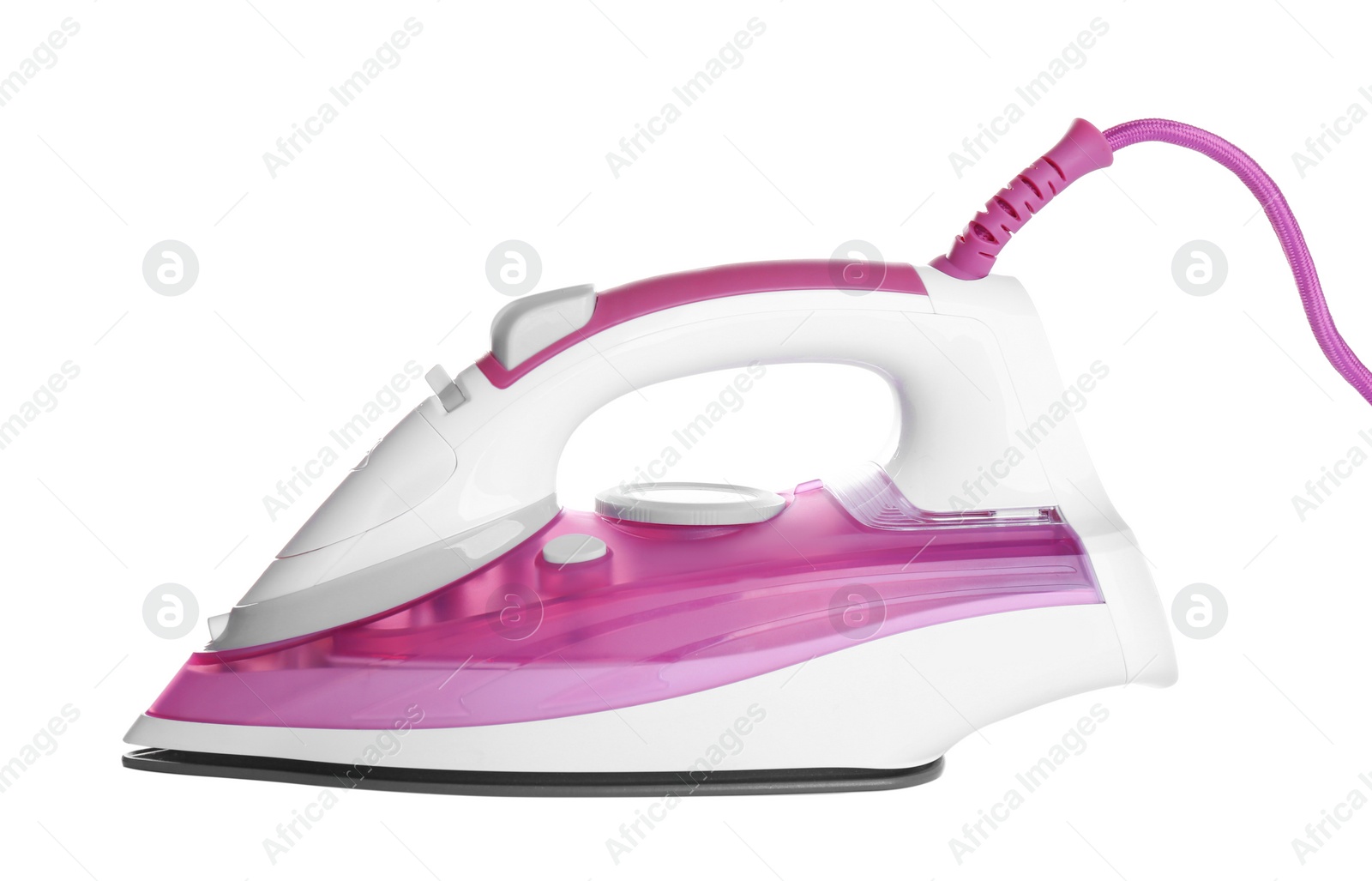 Photo of Modern electric iron on white background. Household appliance