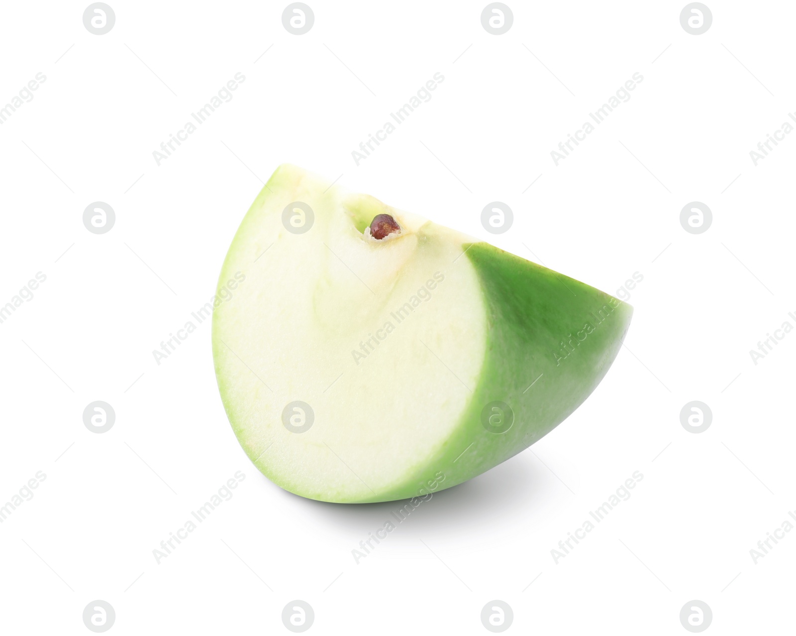 Photo of Slice of juicy apple on white background