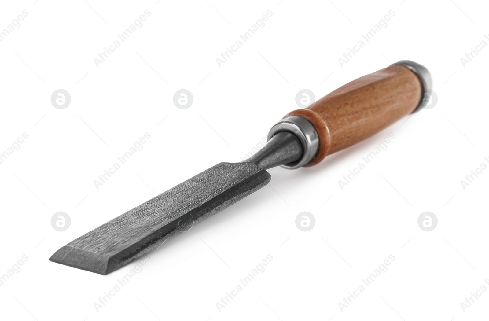 Photo of Modern chisel isolated on white. Carpenter's tool