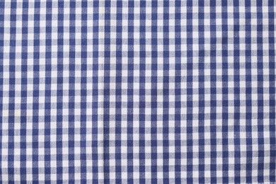 Photo of Blue checkered tablecloth as background, top view