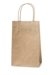 Photo of Empty shopping paper bag isolated on white