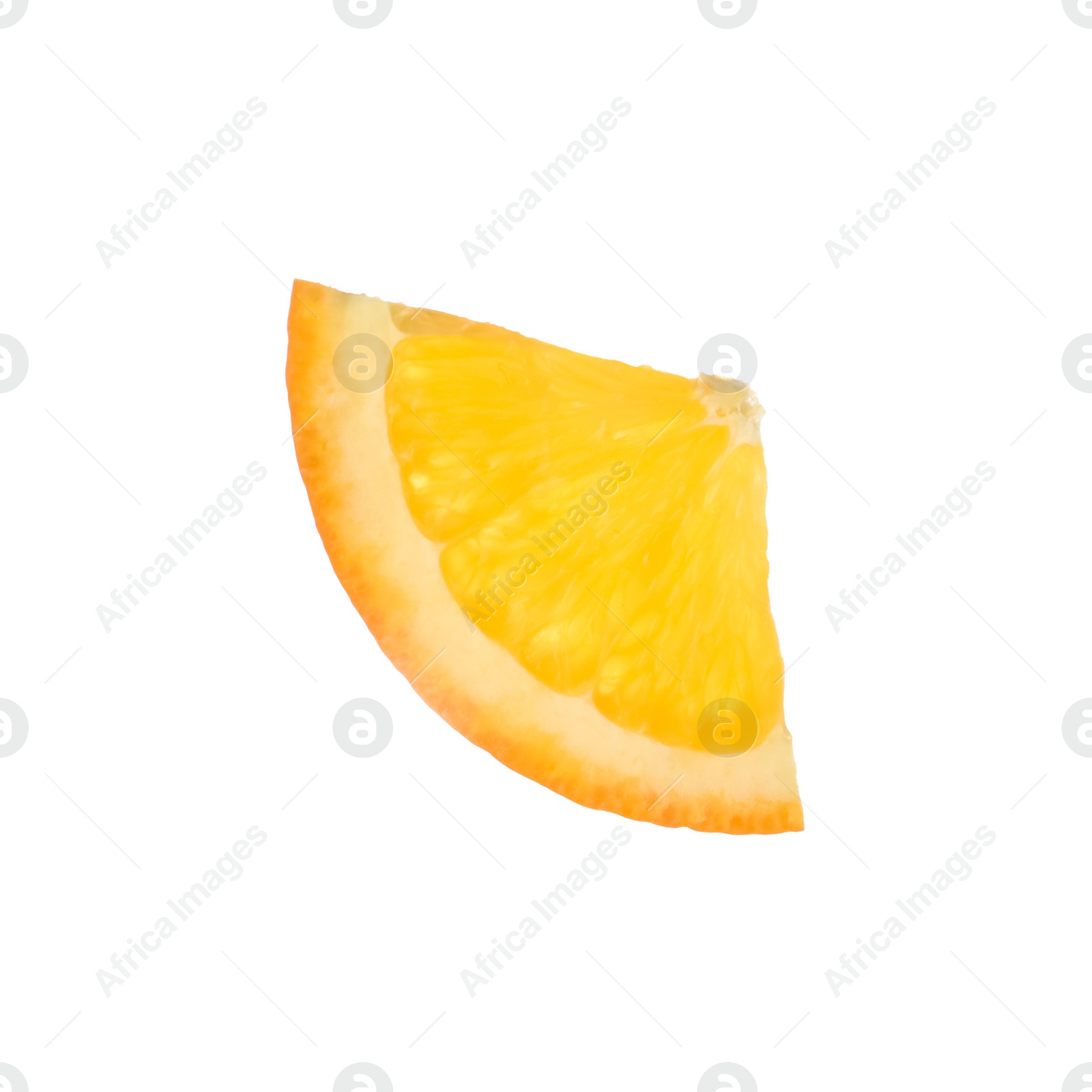 Photo of Slice of ripe orange isolated on white