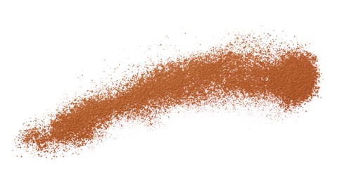 Dry aromatic cinnamon powder isolated on white, top view