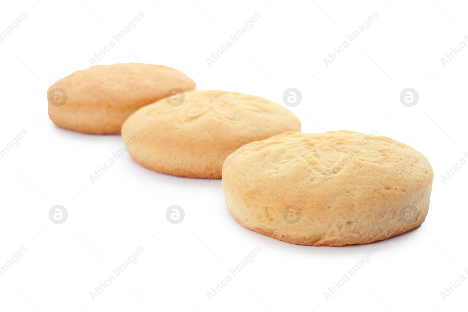 Photo of Tasty cookies for Islamic holidays isolated on white. Eid Mubarak