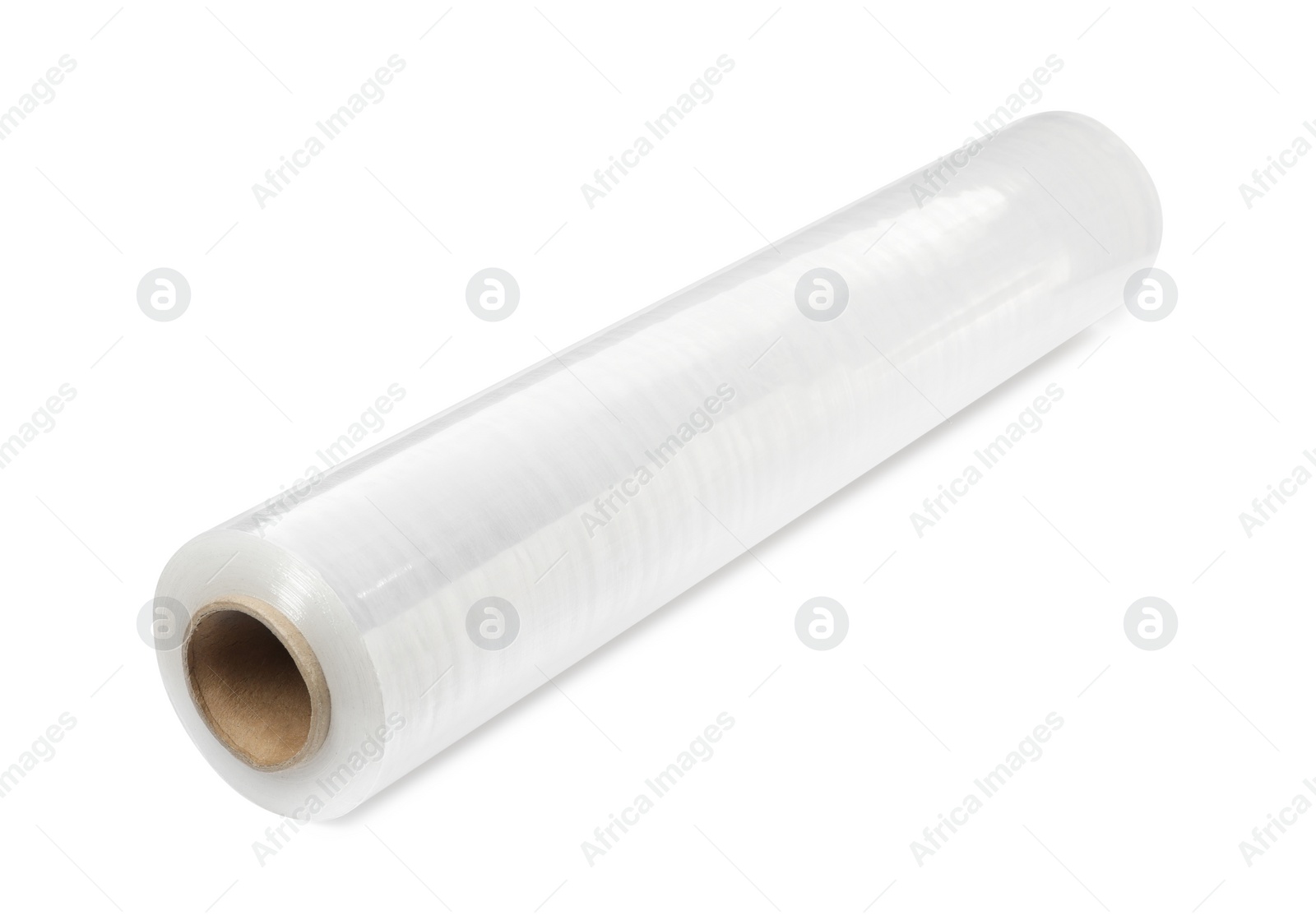 Photo of Roll of plastic stretch wrap film isolated on white