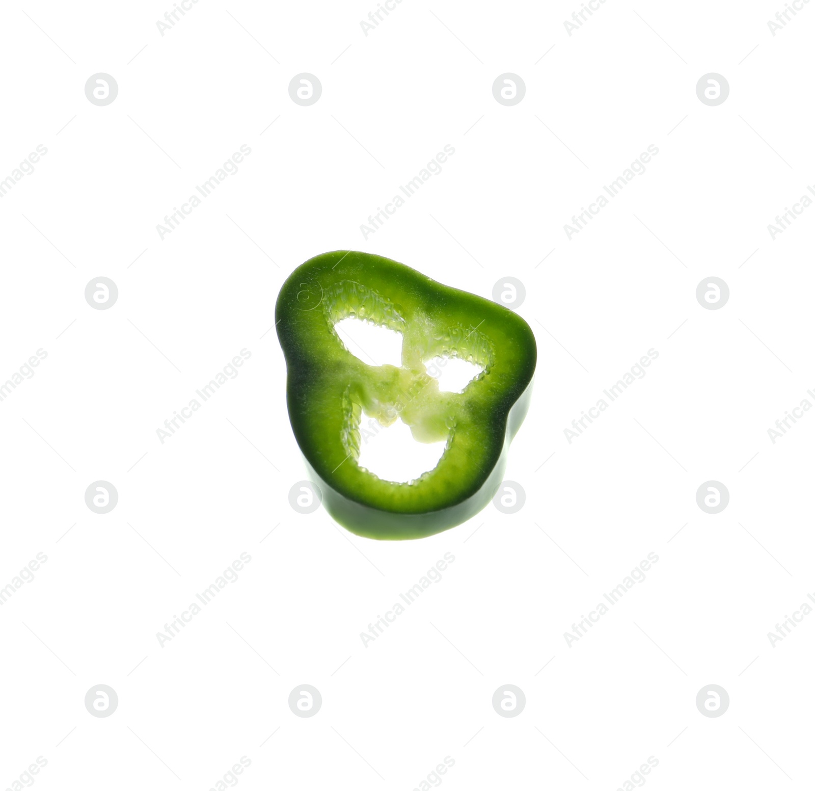 Photo of Piece of green hot chili pepper isolated on white