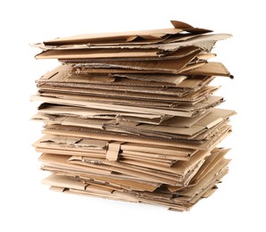 Photo of Stack of cardboard pieces isolated on white