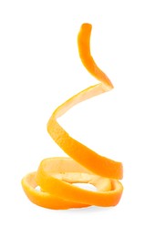 Photo of Fresh orange peel preparing for drying isolated on white