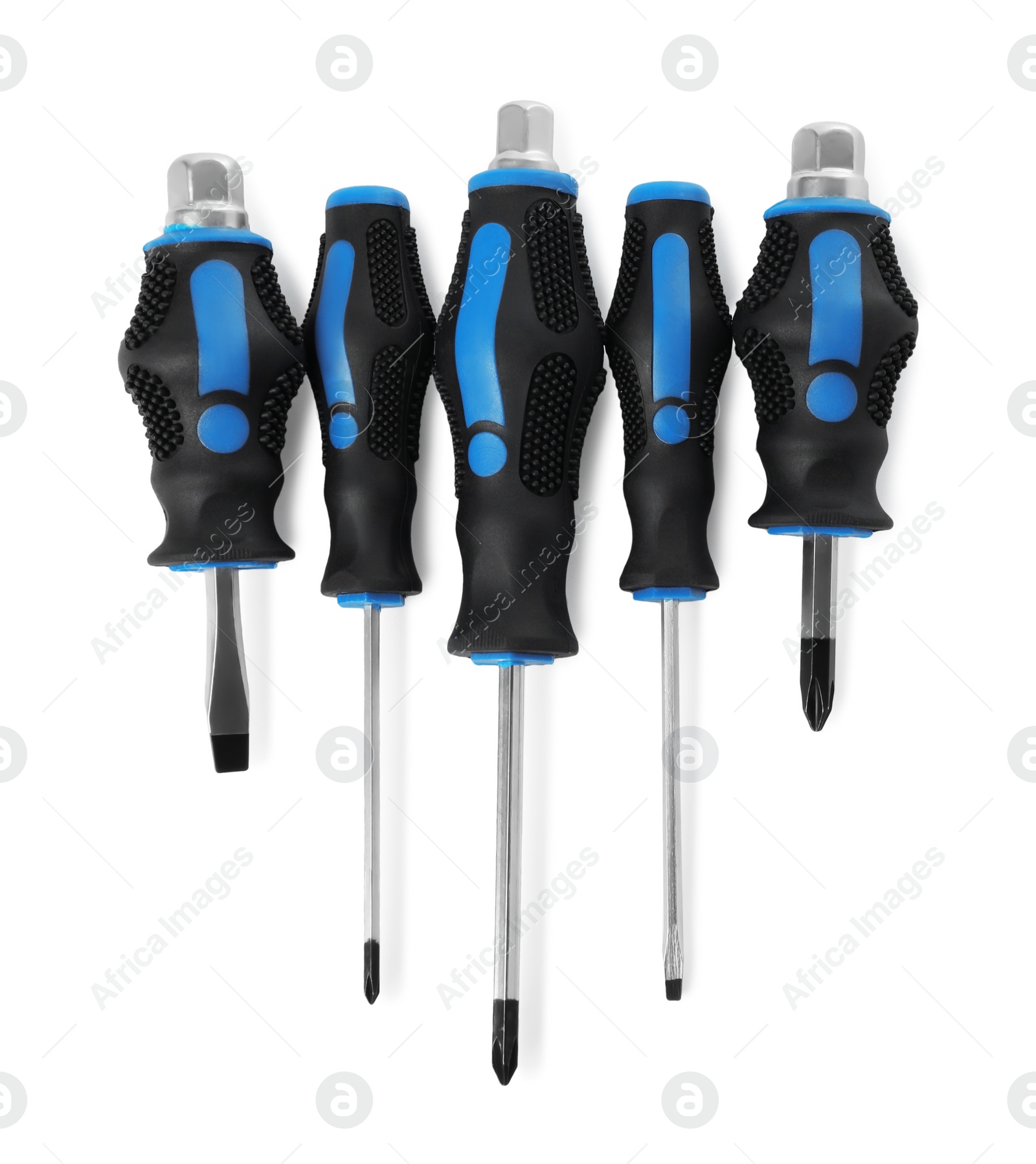 Photo of Set of screwdrivers isolated on white, top view