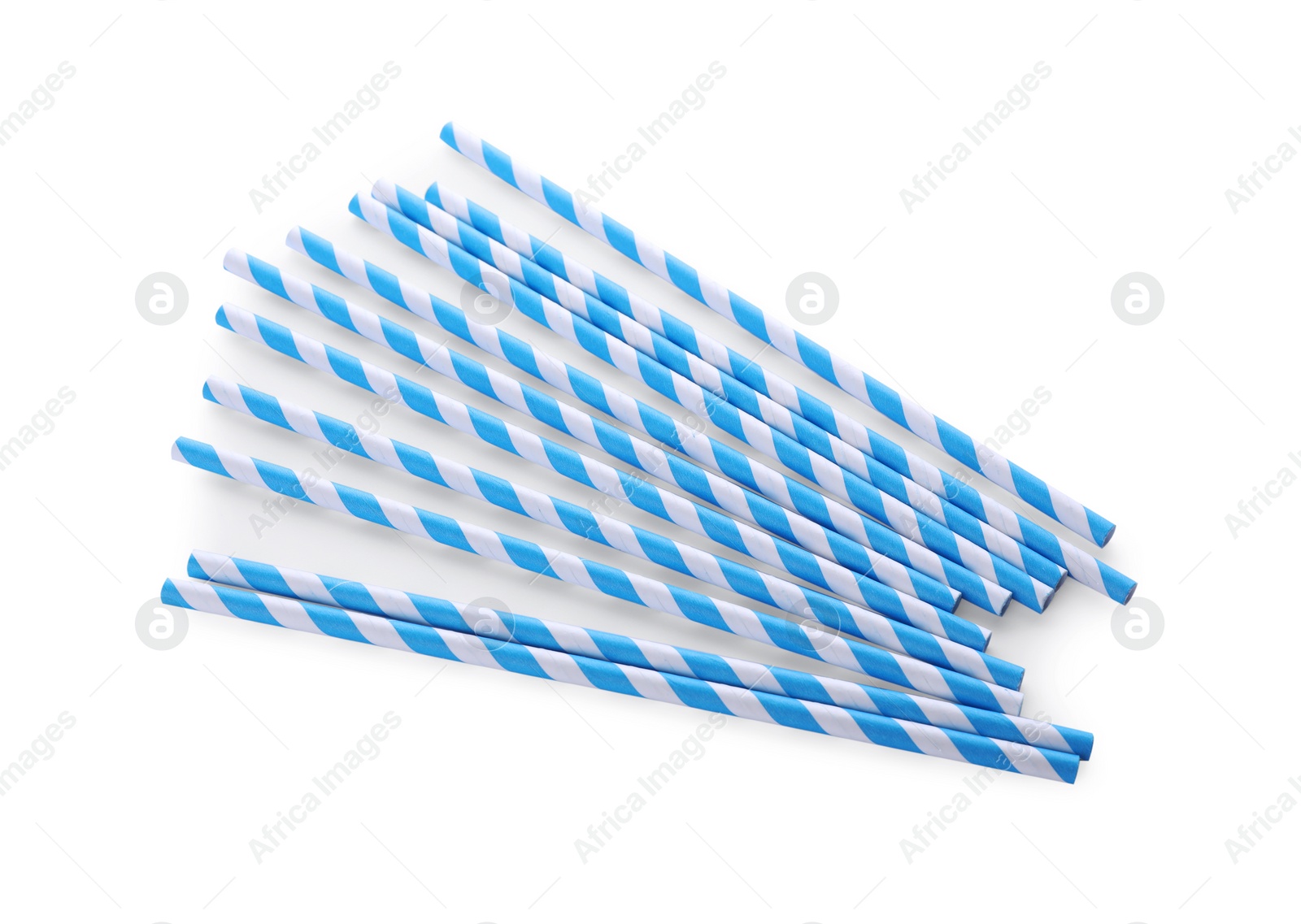 Photo of Striped paper cocktail straws on white background