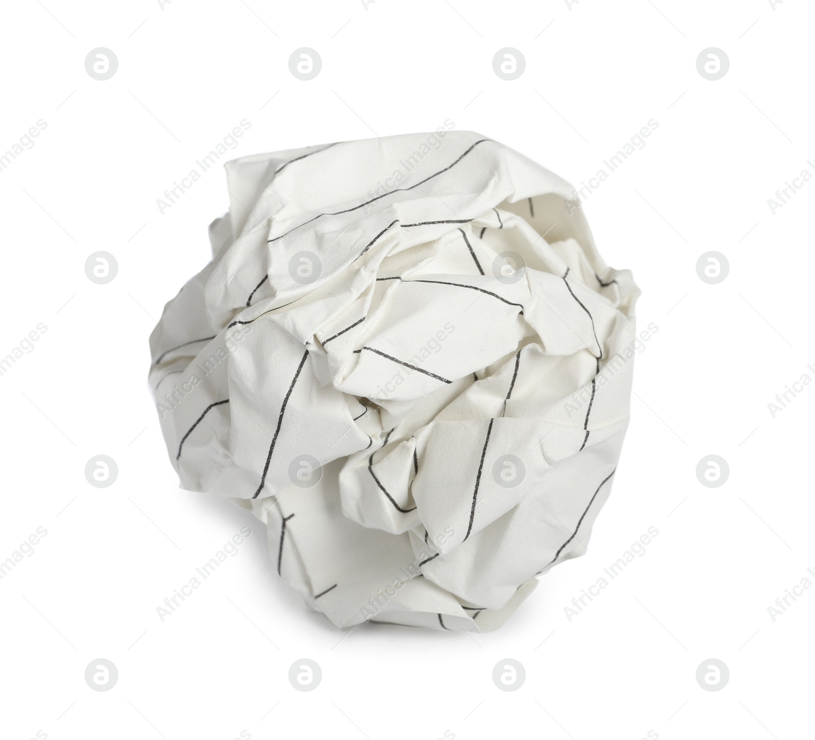 Photo of Crumpled sheet of beige paper isolated on white