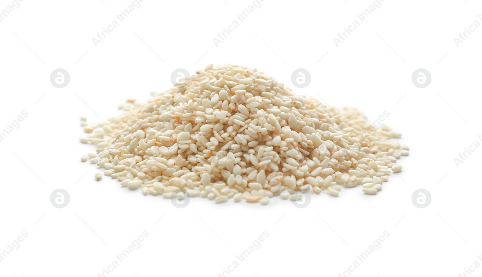 Photo of Pile of sesame seeds on white background