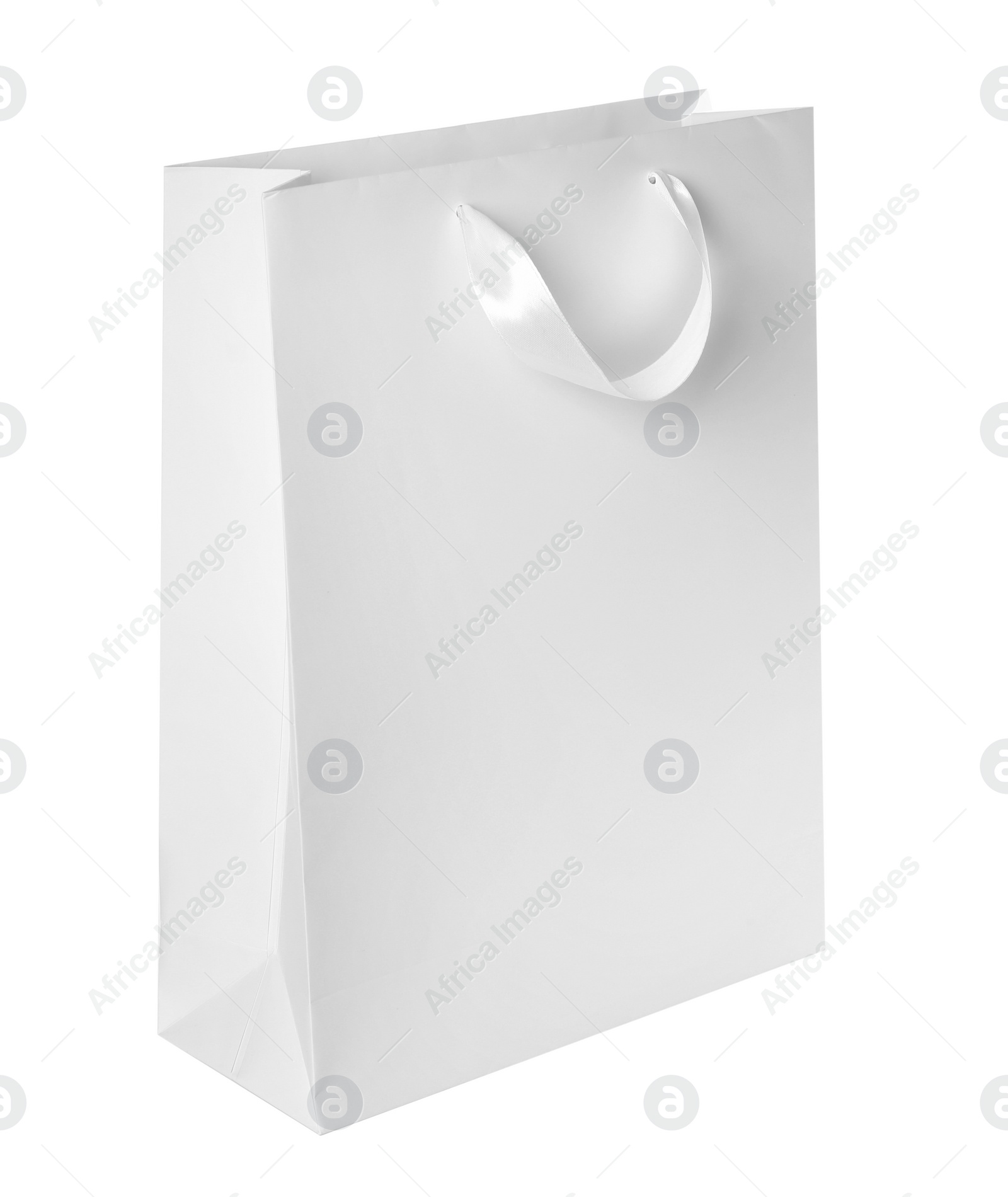 Photo of Paper shopping bag isolated on white. Mock up for design