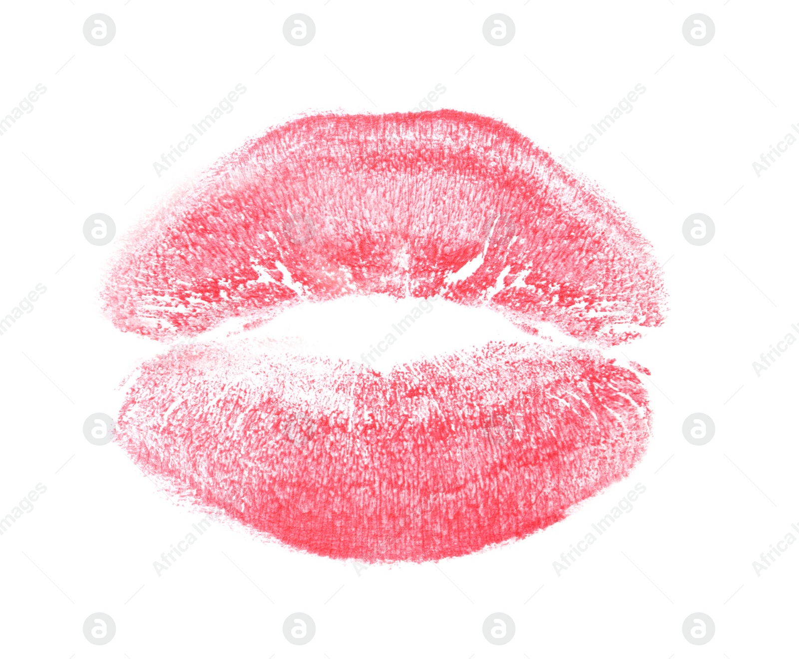 Photo of Pink lipstick kiss mark isolated on white