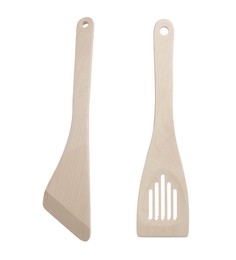 Image of Wooden spatulas isolated on white. Cooking utensil