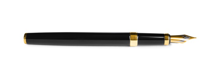 Beautiful fountain pen with ornate nib isolated on white