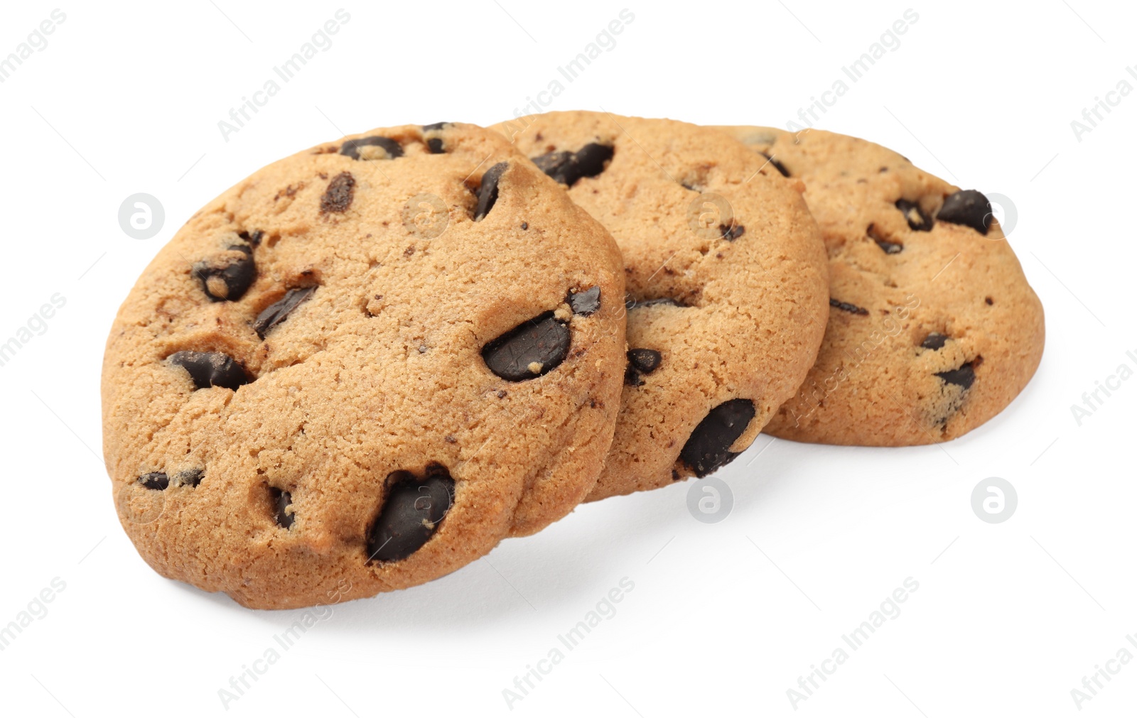 Photo of Delicious chocolate chip cookies isolated on white