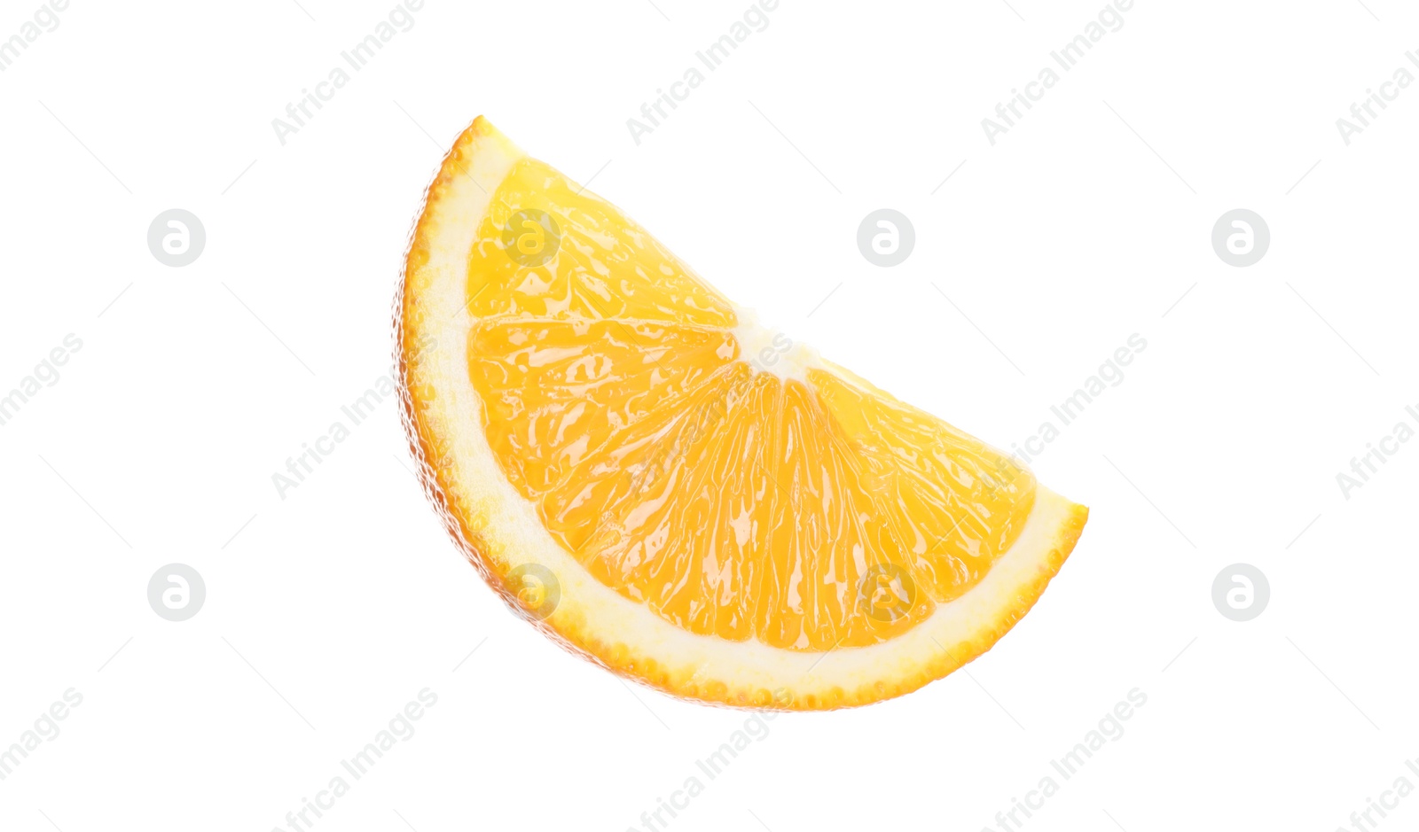 Photo of Slice of fresh ripe orange isolated on white