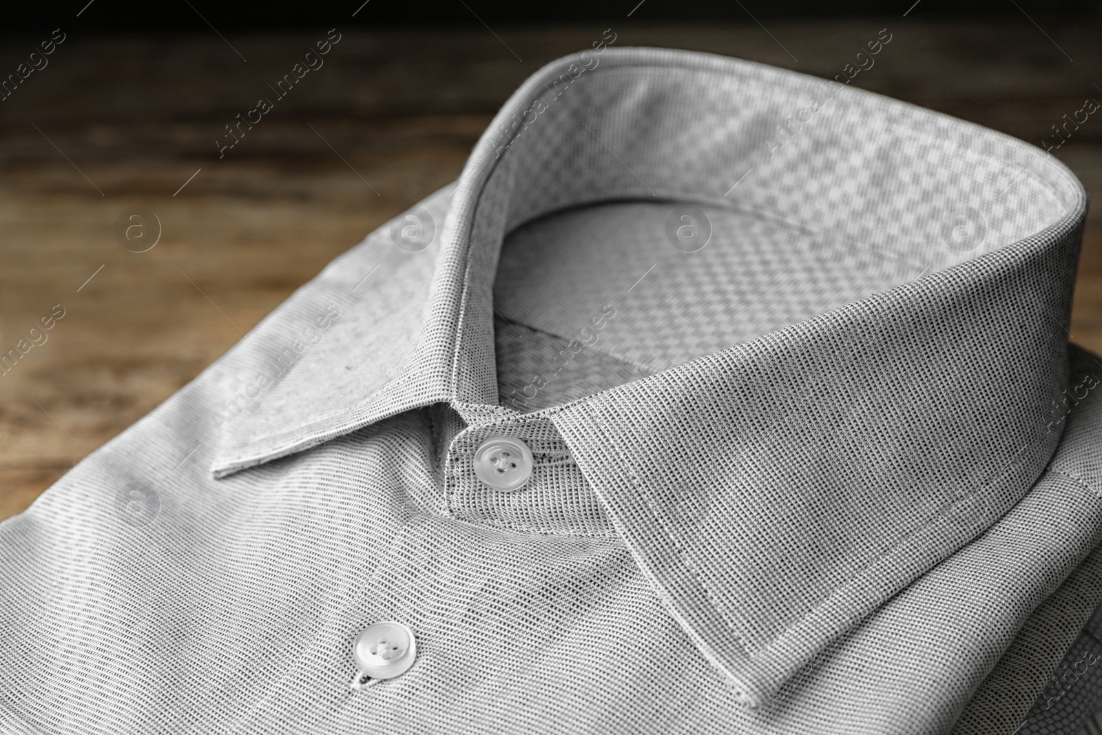 Photo of Stylish male shirt with pattern, closeup view