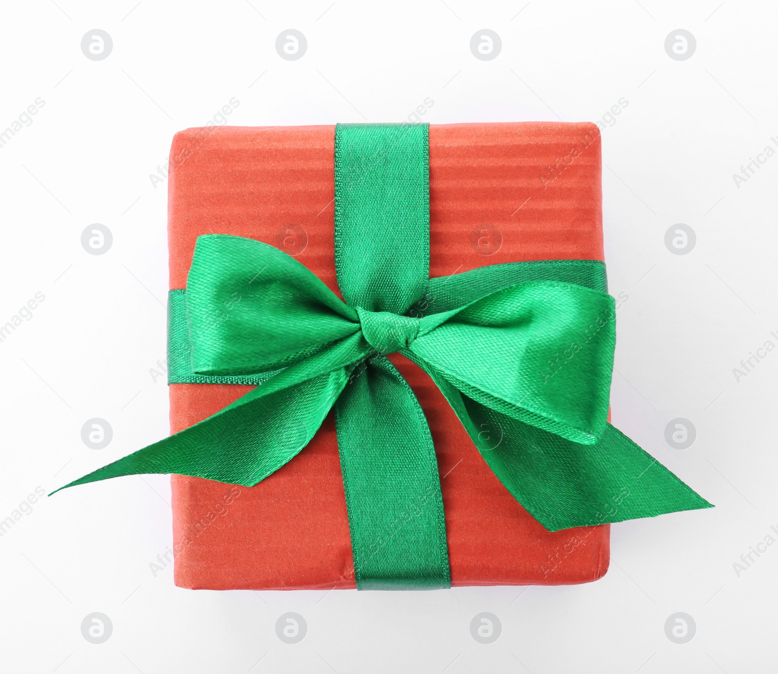 Photo of Beautiful gift box with ribbon on white background