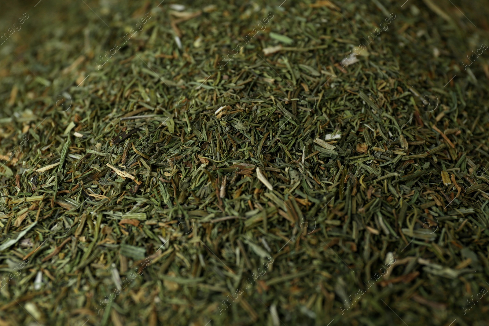 Photo of Pile of dried dill as background, closeup