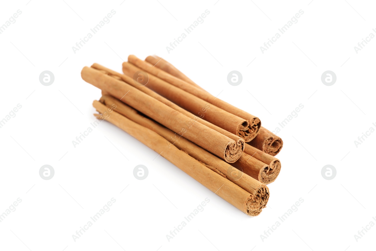 Photo of Aromatic dry cinnamon sticks on white background