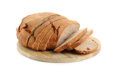 Photo of Freshly baked cut sourdough bread isolated on white