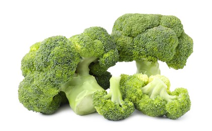 Pile of fresh raw green broccoli isolated on white