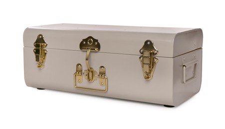 One stylish storage trunk isolated on white