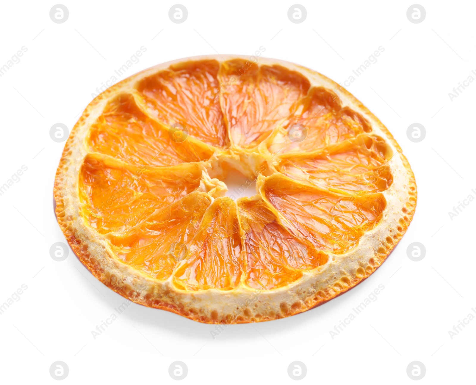 Delicious dry orange slice isolated on white Photo of Delicious dry orange slice isolated on white