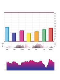 Illustration of Different colorful graphs with statistic information. Illustration 