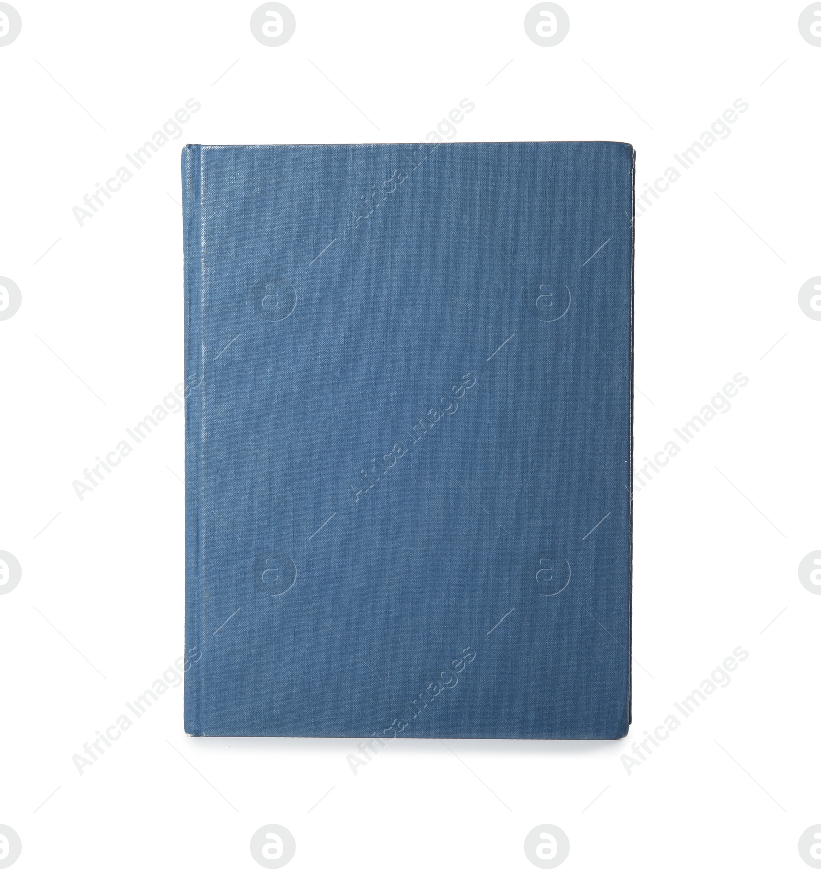 Photo of Book with blank blue cover on white background