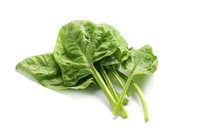 Photo of Pile of fresh spinach leaves isolated on white