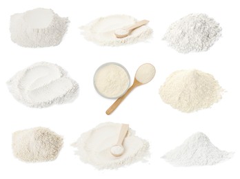 Image of Set of baking powder isolated on white