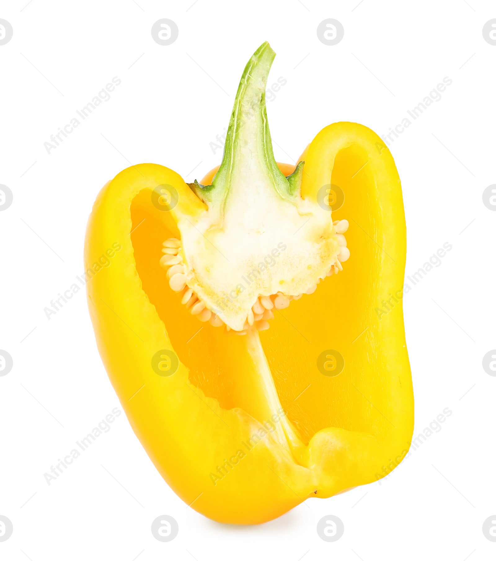 Photo of Half of yellow bell pepper isolated on white