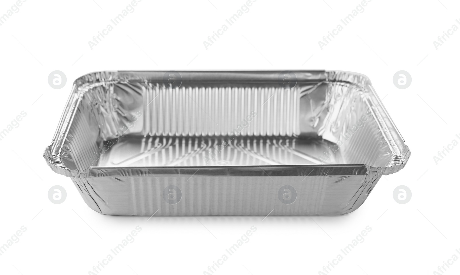 Photo of One aluminum foil container isolated on white