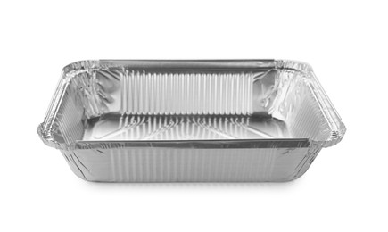 Photo of One aluminum foil container isolated on white