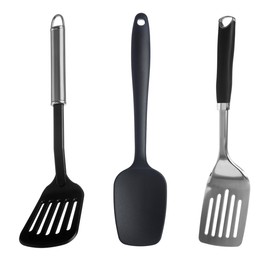 Image of Spatulas isolated on white, set. Cooking utensil