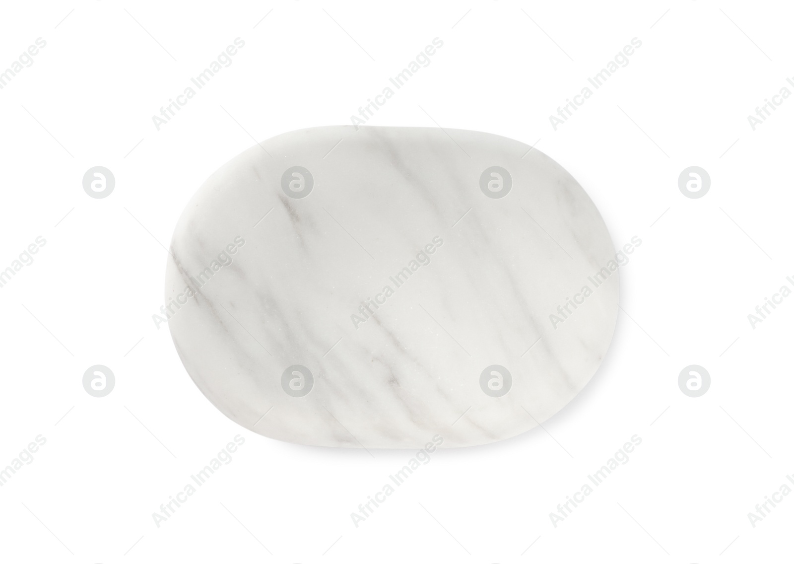 Photo of One marble stone isolated on white, top view