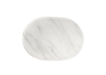 Photo of One marble stone isolated on white, top view