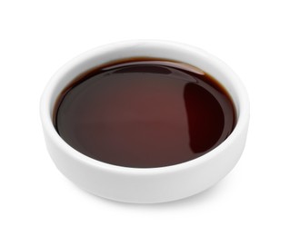 Photo of Tasty soy sauce in bowl isolated on white