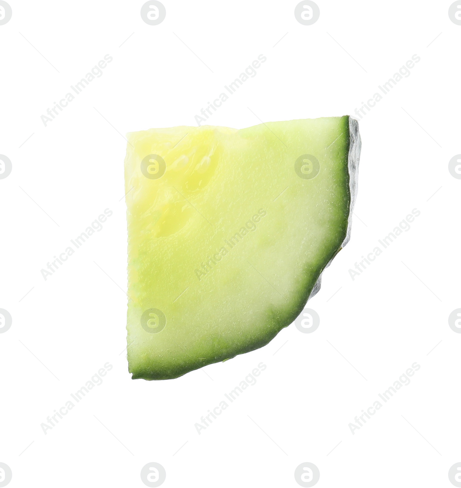 Photo of Piece of fresh cucumber on white background