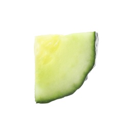 Photo of Piece of fresh cucumber on white background