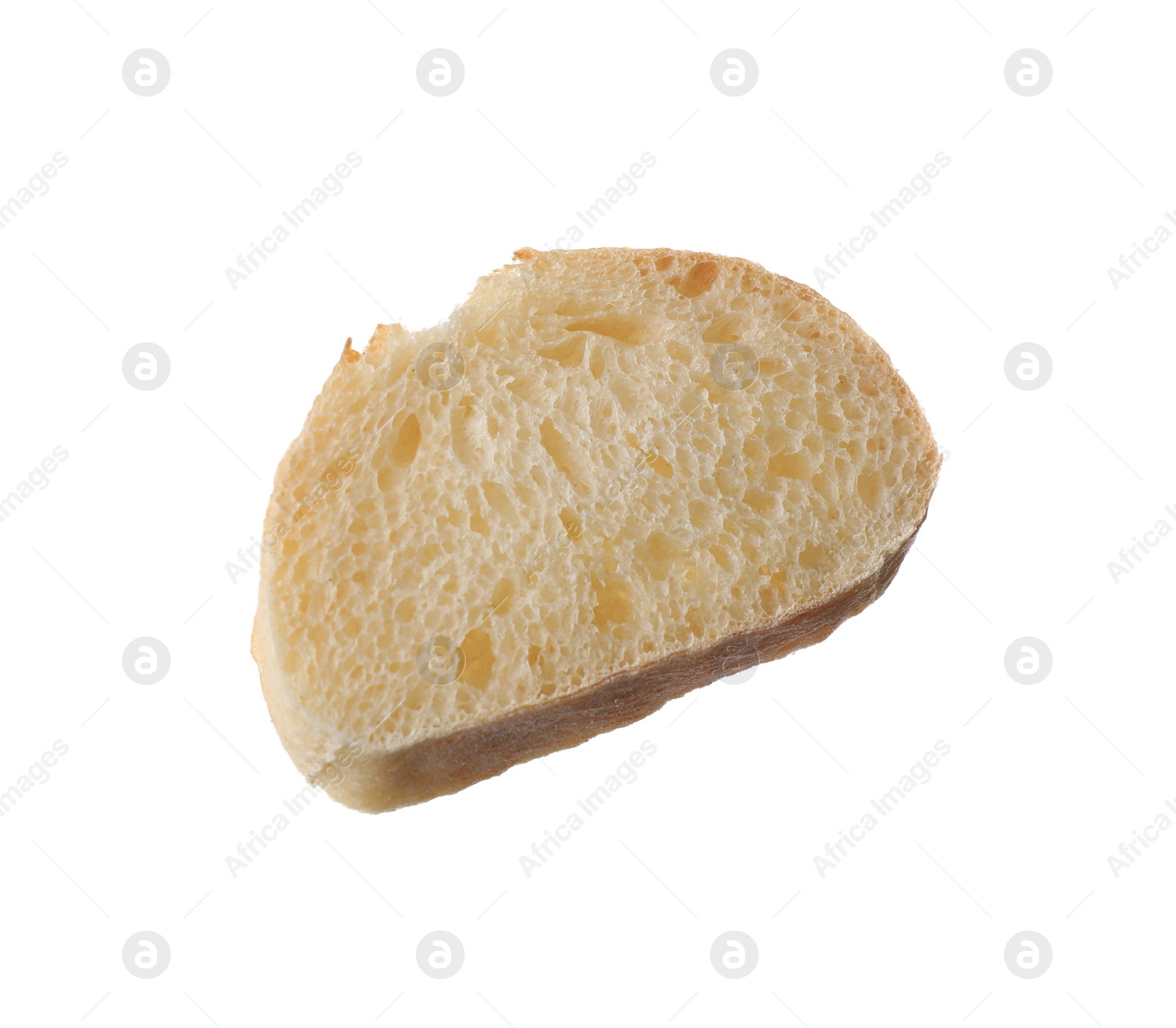 Photo of Slice of fresh baguette isolated on white