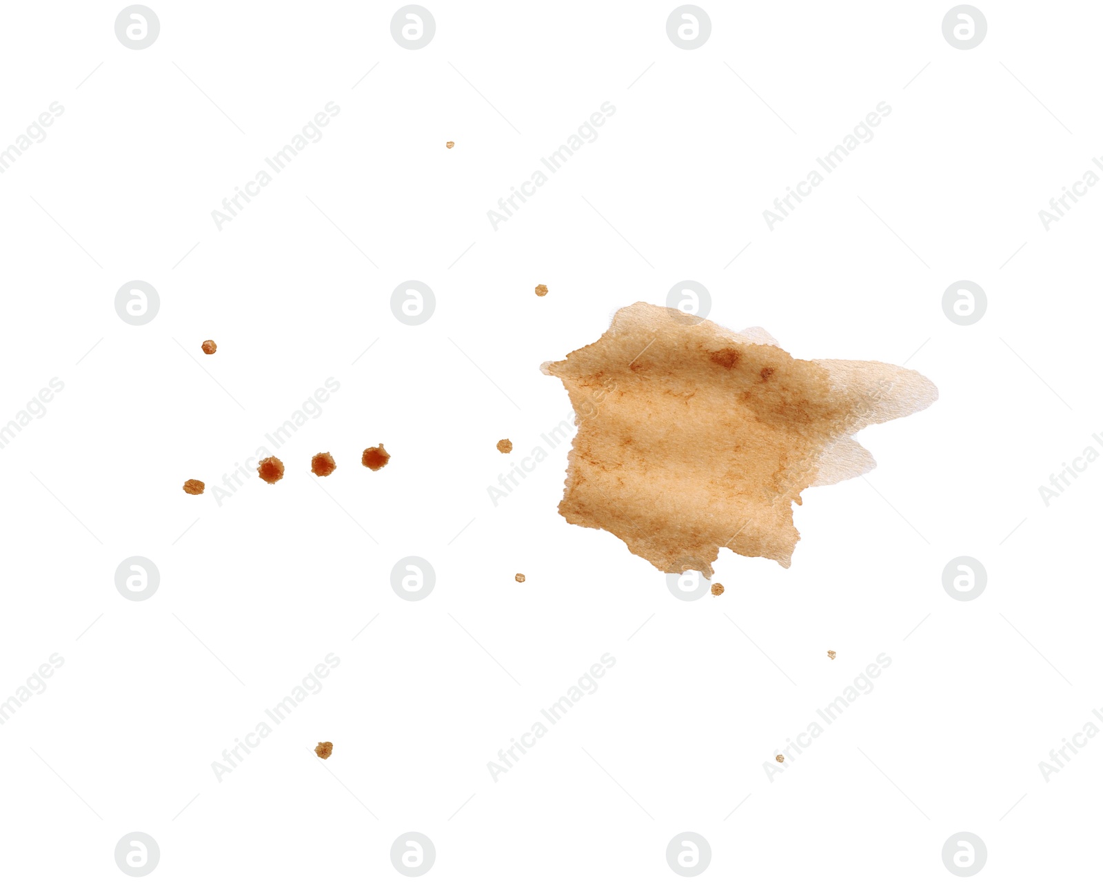 Photo of Dried coffee stain isolated on white, top view