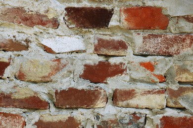 Texture of old brick wall as background, closeup