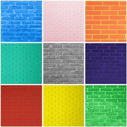 Image of Collage of brick wall textures in different colors